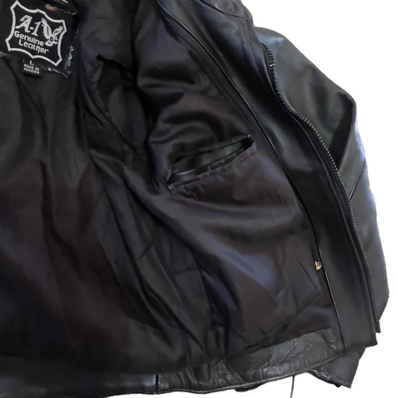 Women's Black Leather Moto Jacket Large Removable Thinsulate Liner‎ Genuine A-1 - Picture 6 of 11